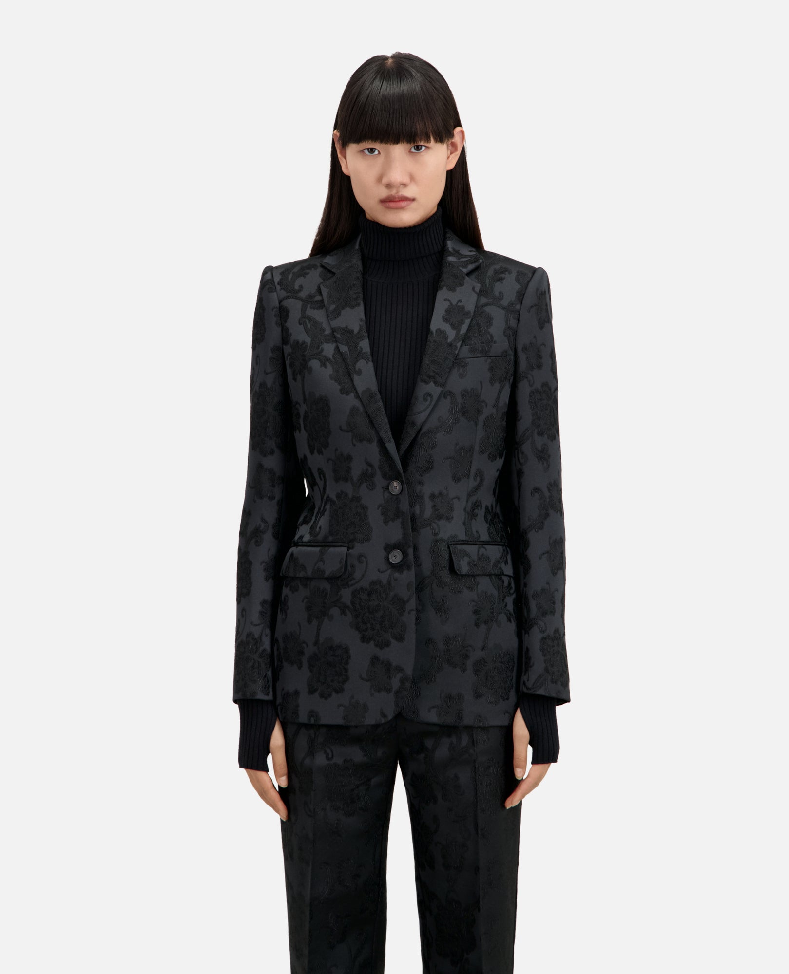 Floral Suit Jacket | Women | Black