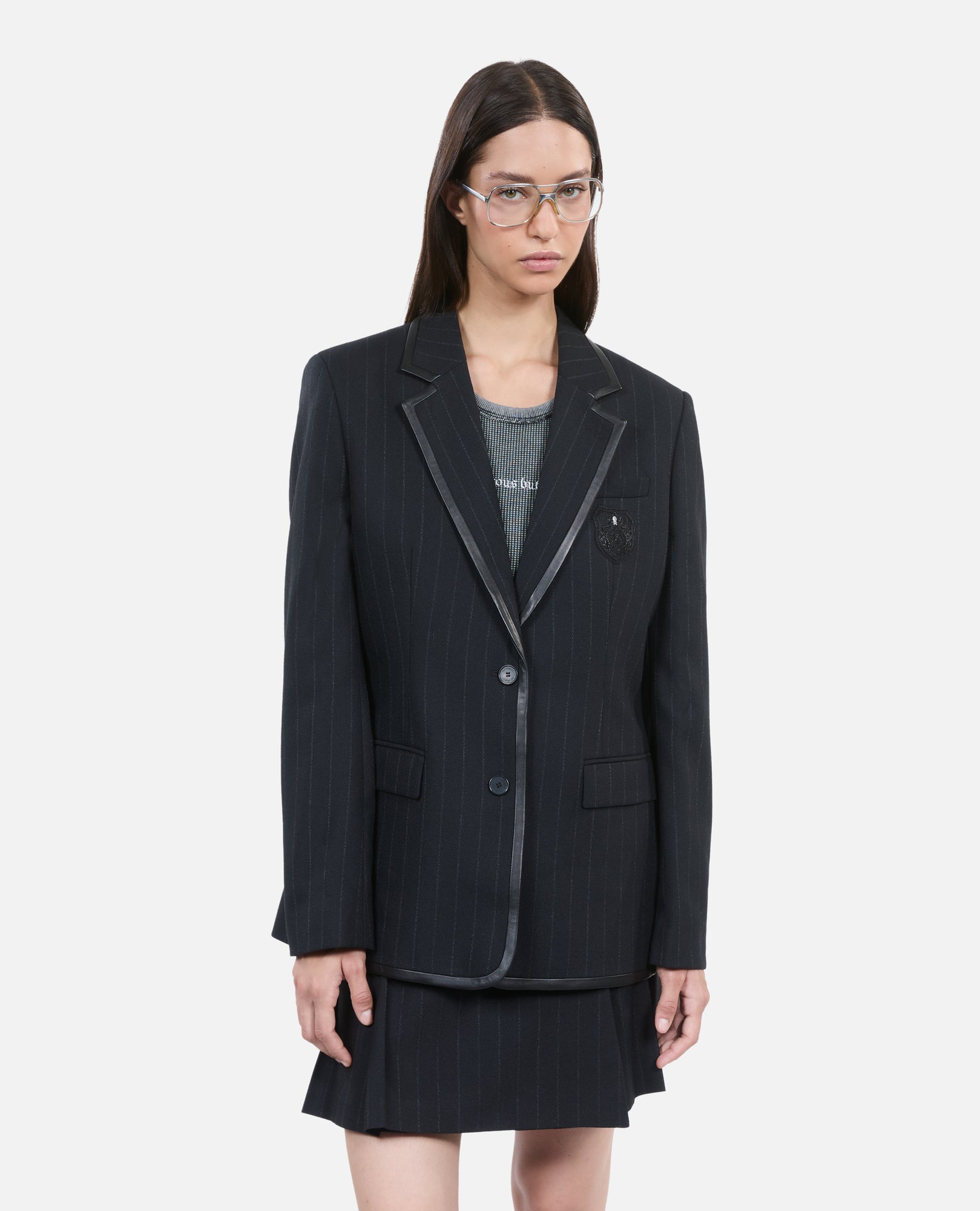 Striped Wool-Blend Jacket | Women | Black