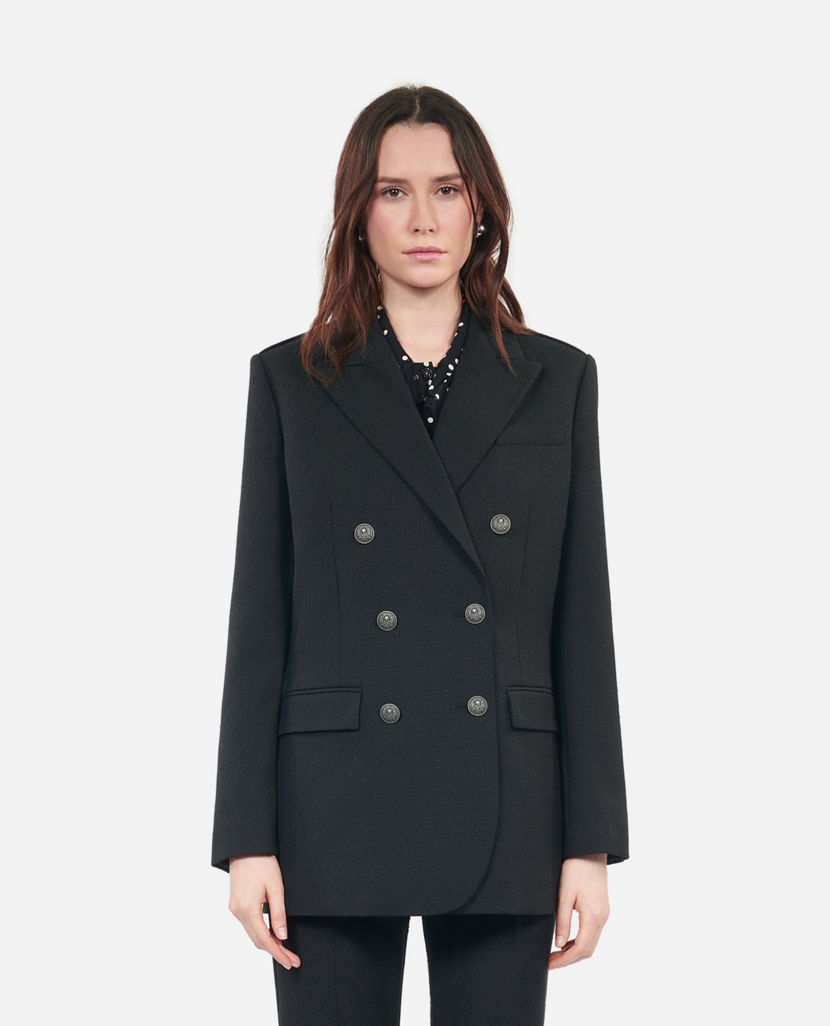 Wool Blend Suit Jacket | Women | Black