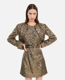 Short Jacket With Golden Sequins | Women | Gold