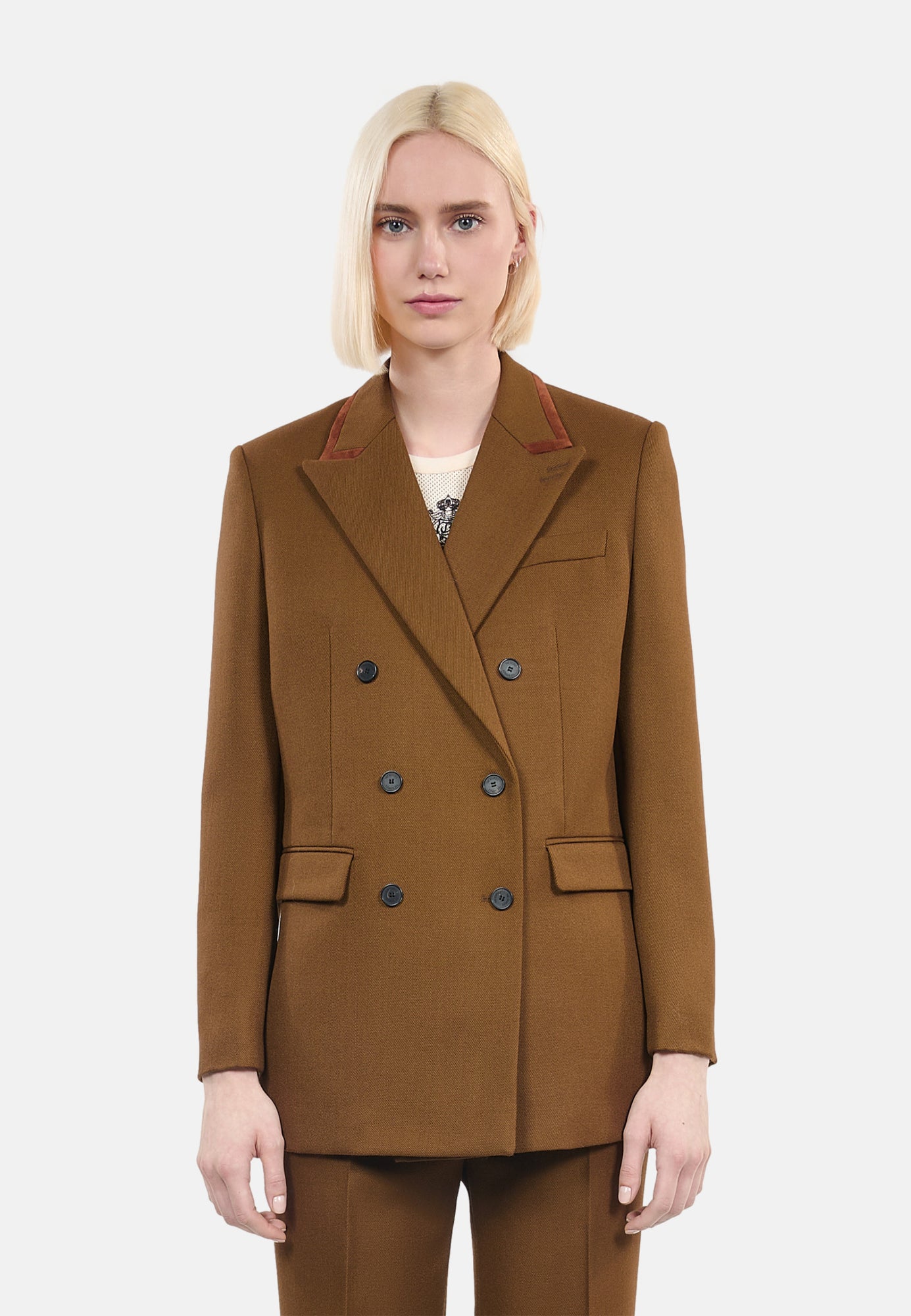 Brown Wool Suit Jacket | Women | Khaki