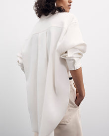 Another Tomorrow Pleat Back Hemp Shirt in Off White – Viscose Women's Top