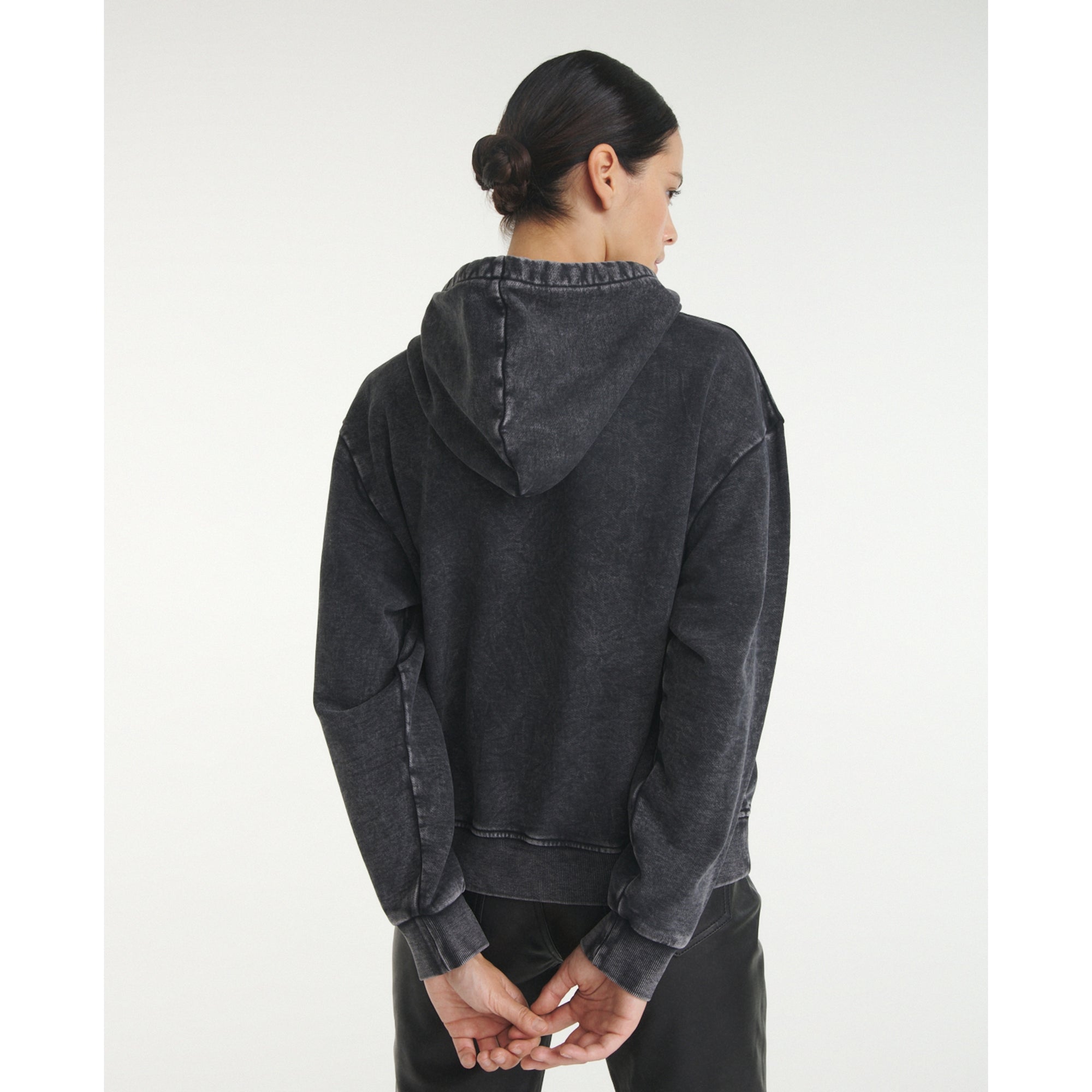 Faded Hoodie With Contrasting Logo | Women | Black Washed