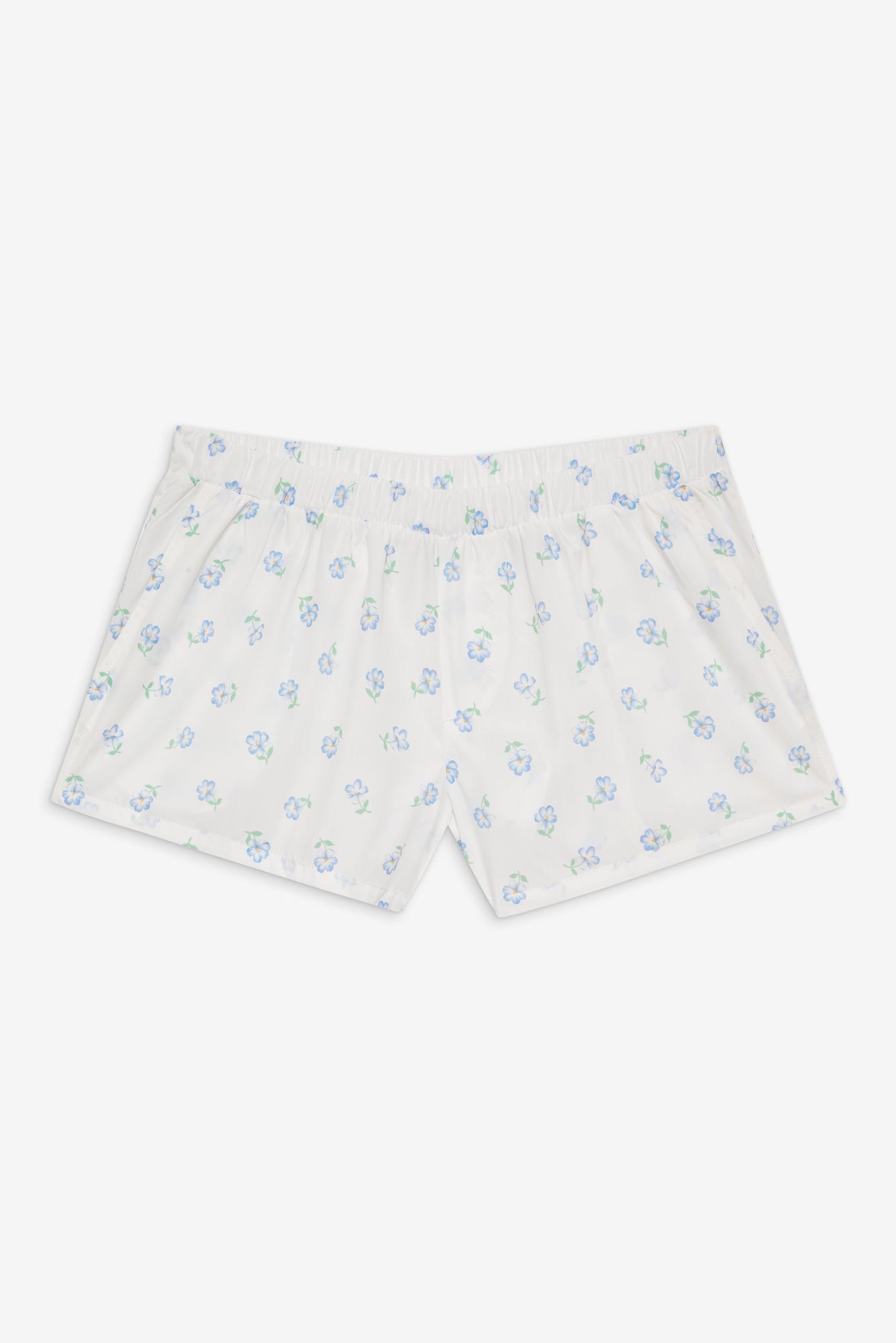 Farmhouse Poplin Boxer Short in Periwinkle Blue and White Floral Print