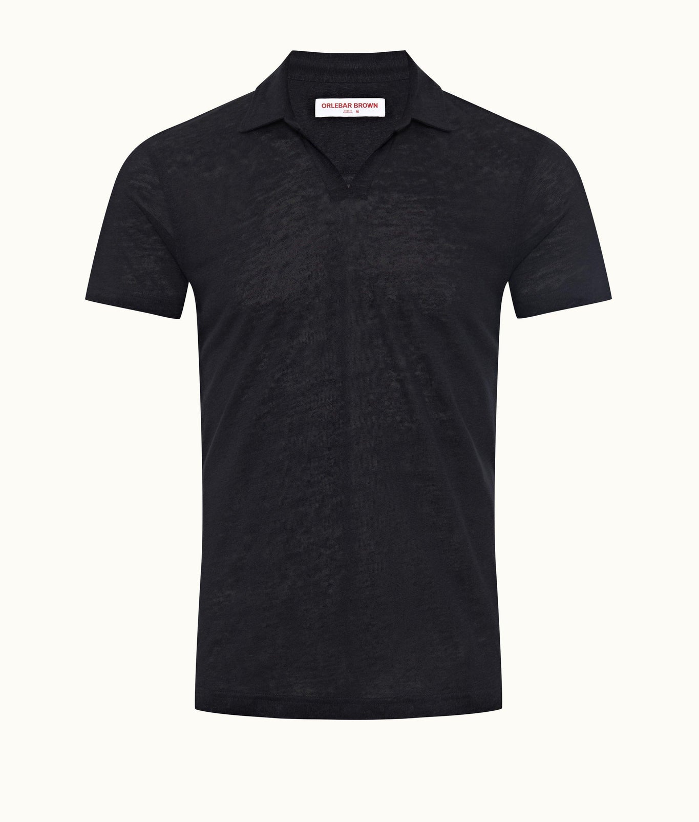 Felix Short Resort Collar Short-Sleeve Linen Polo Shirt | Night Iris