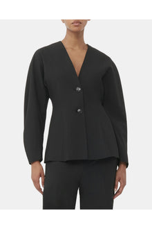 Fitted Drapey Melange Blazer | Black