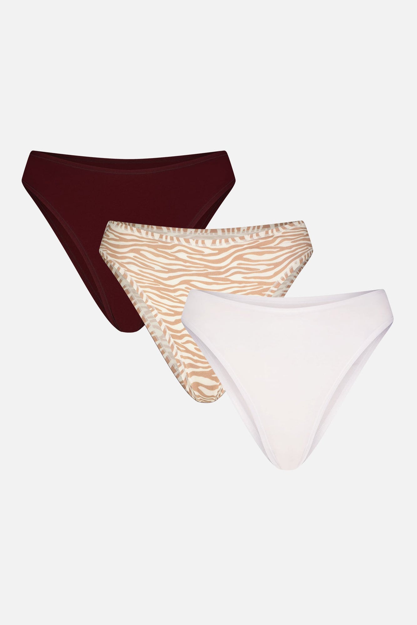 Cloud Cotton French Cut Brief | 3-Pack | Cream/Safari Print/Garnet