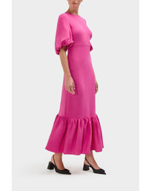 Fleur Dress Silk | Fuschia