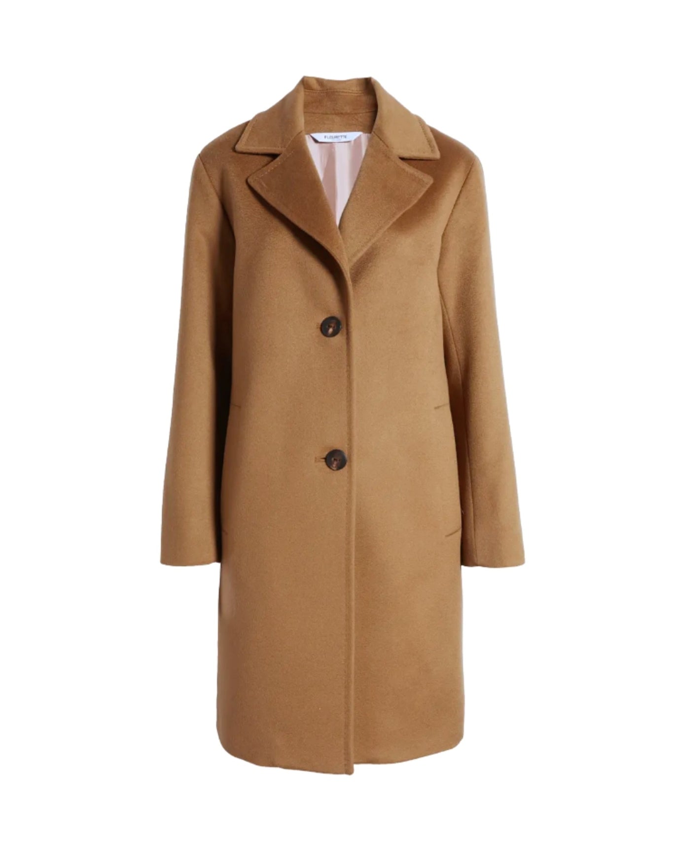 Fleurette | Women | Italian 100% Wool Notch Collar Coat Featuring A Straight Silhouette | Vicuna