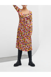 Floral Silk Blend Gather Dress | Mole