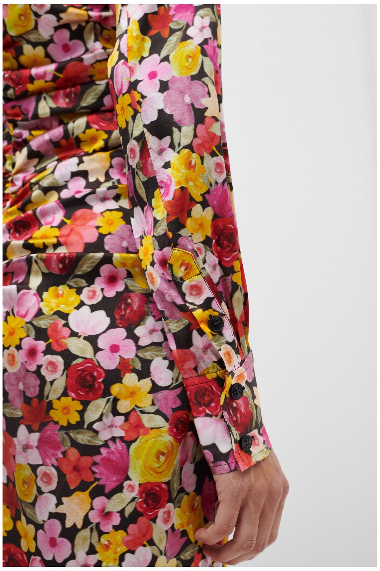 Floral Silk Blend Gather Dress | Mole
