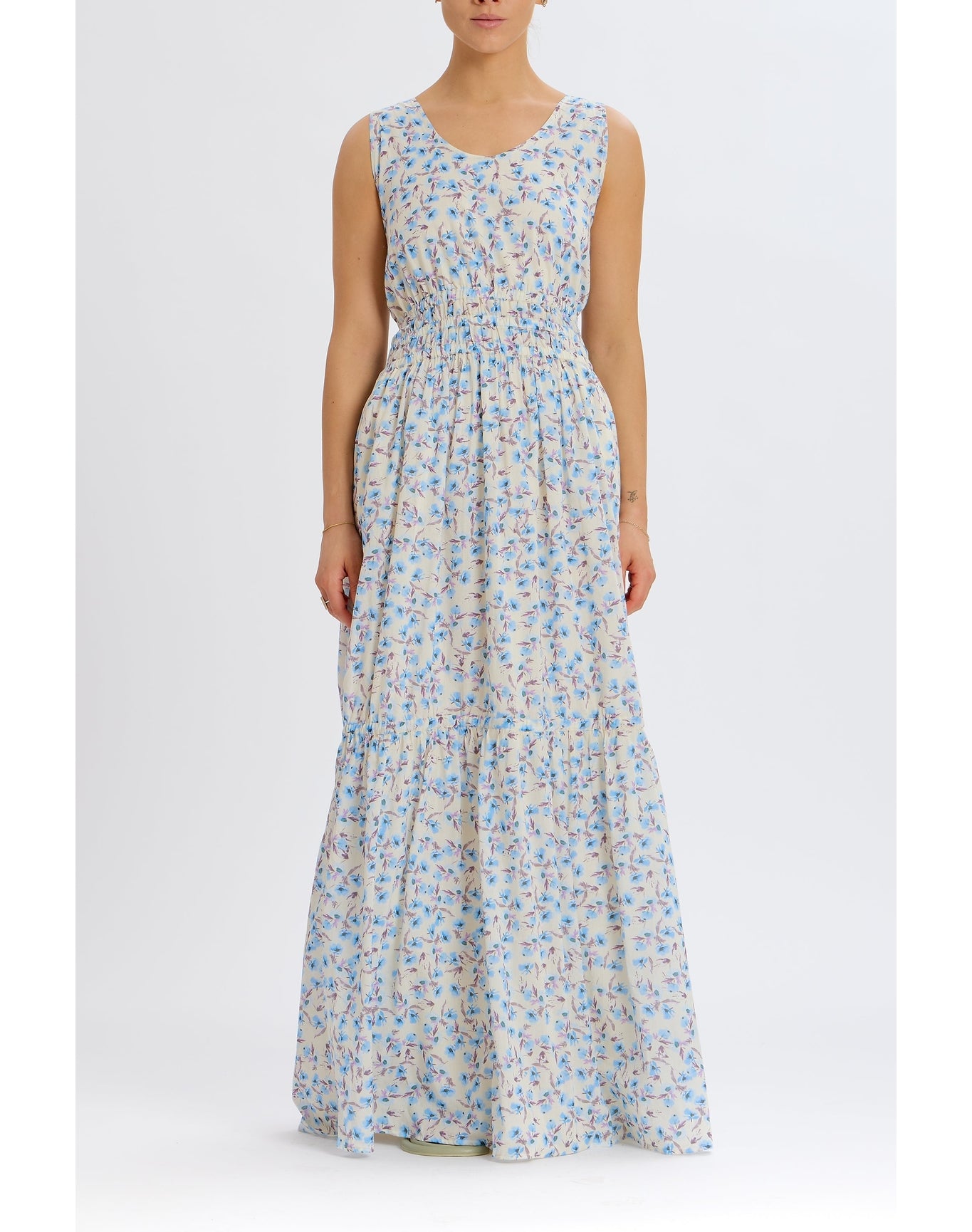 Floral Tiered Maxi Dress | Cream Multi