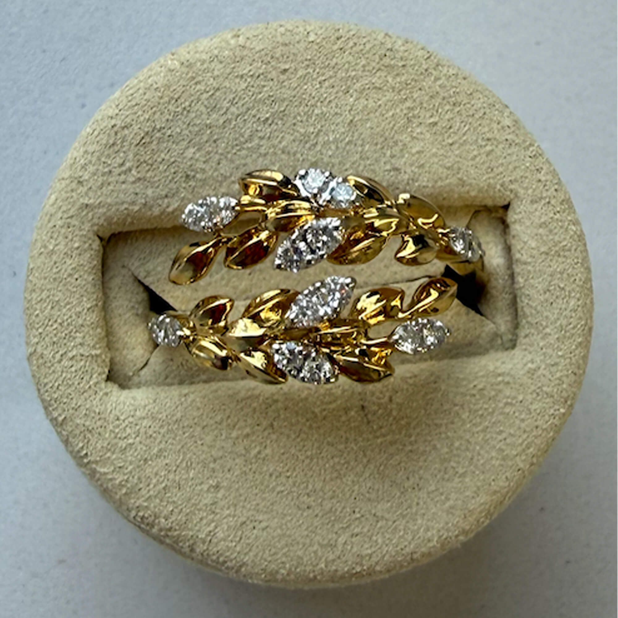 Flower Crown Diamond Hug Ring | 10K Yellow Gold | White Diamond