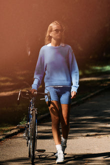 Kip cotton knit oversized boyfriend sweater blue moon