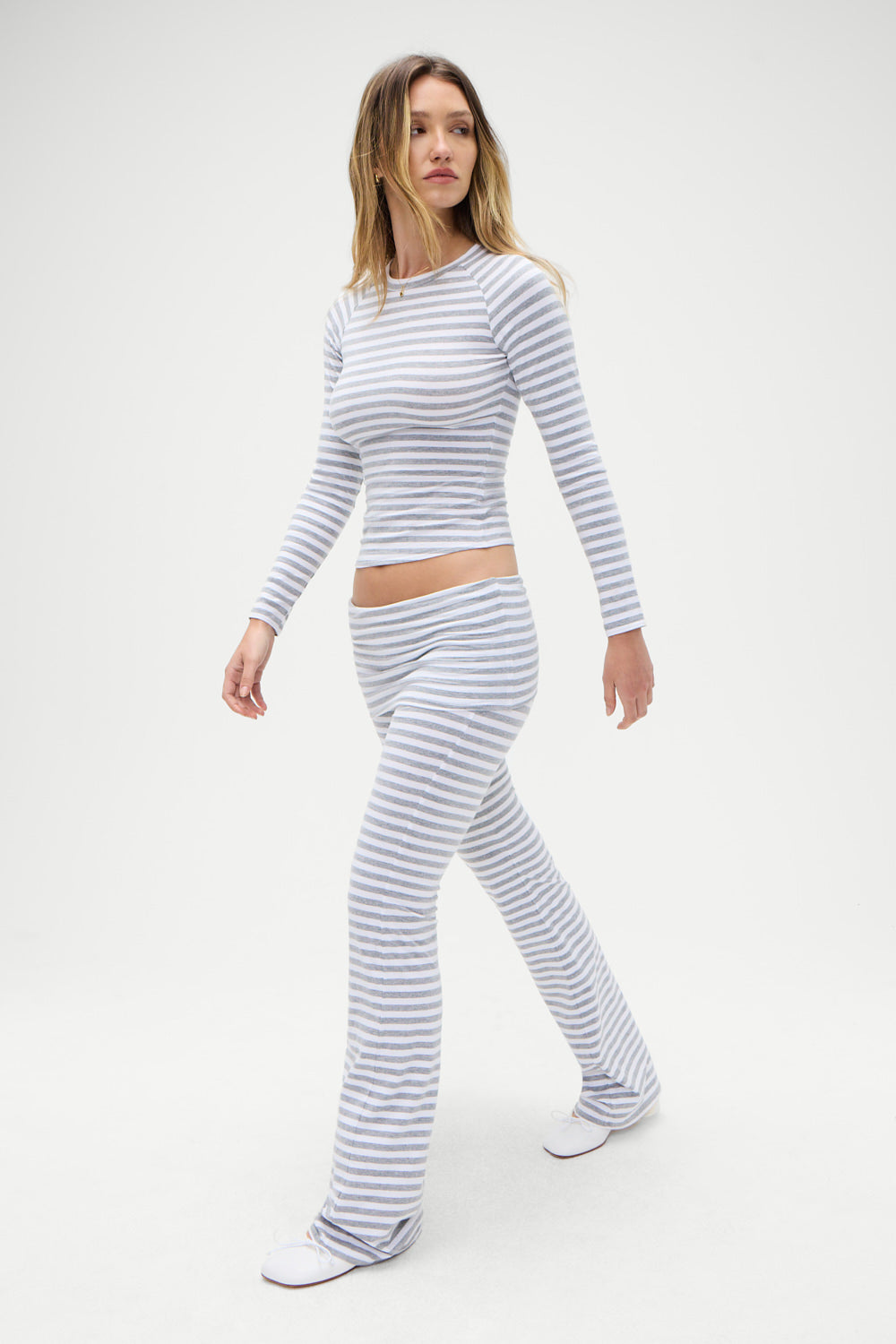 Avenue cotton flare legging hazy stripe