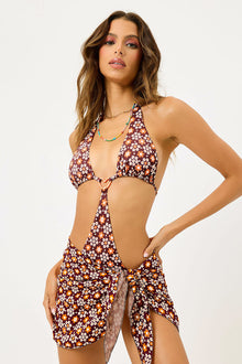 Paraiso Brown Buttercup Floral Wrap Sarong