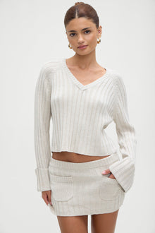 Ashton Knit Mini Skort in Cream