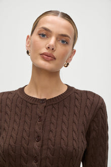 Dudley Cable Knit Cardigan Brown Sugar