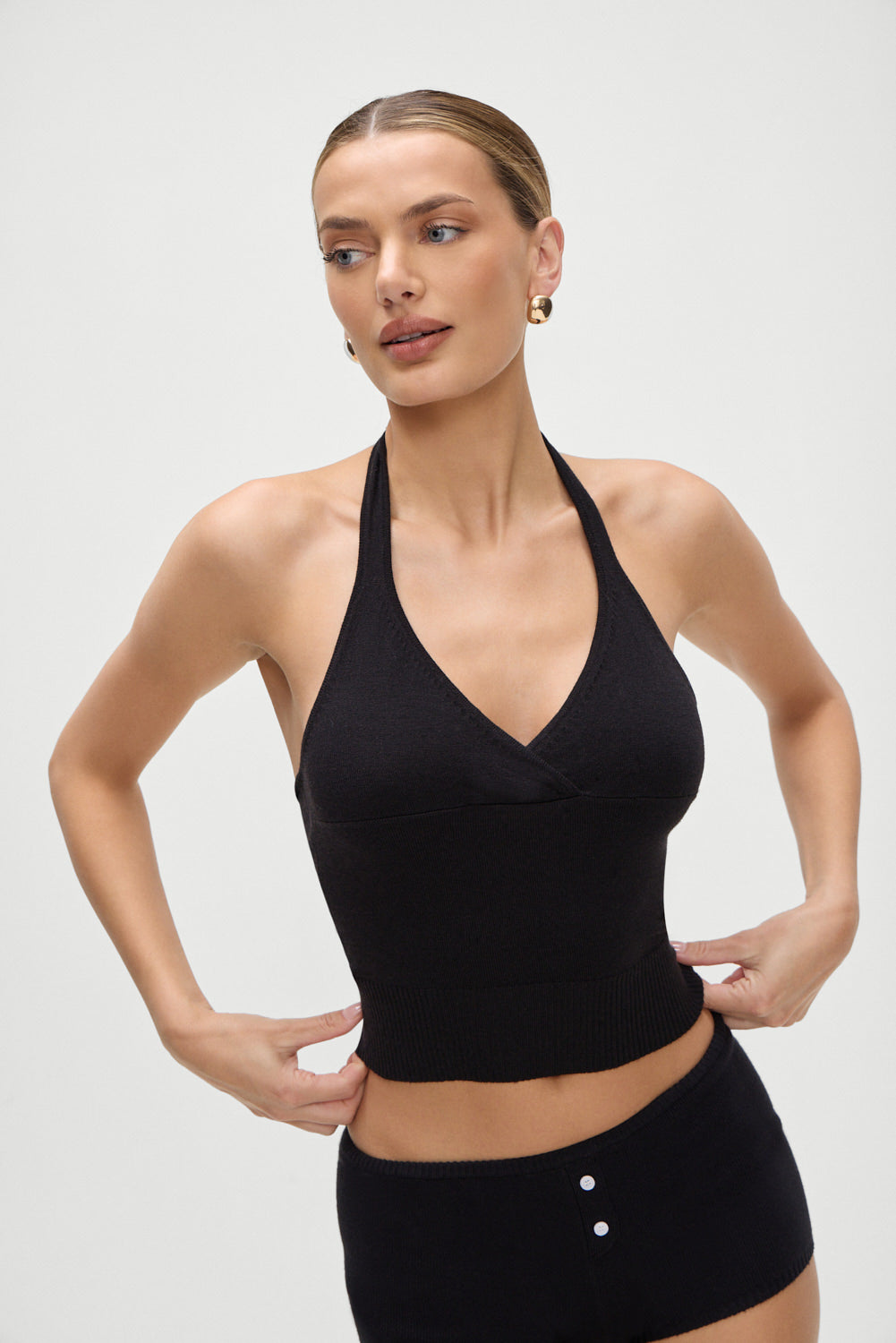 Dylan Knit Halter Top Black