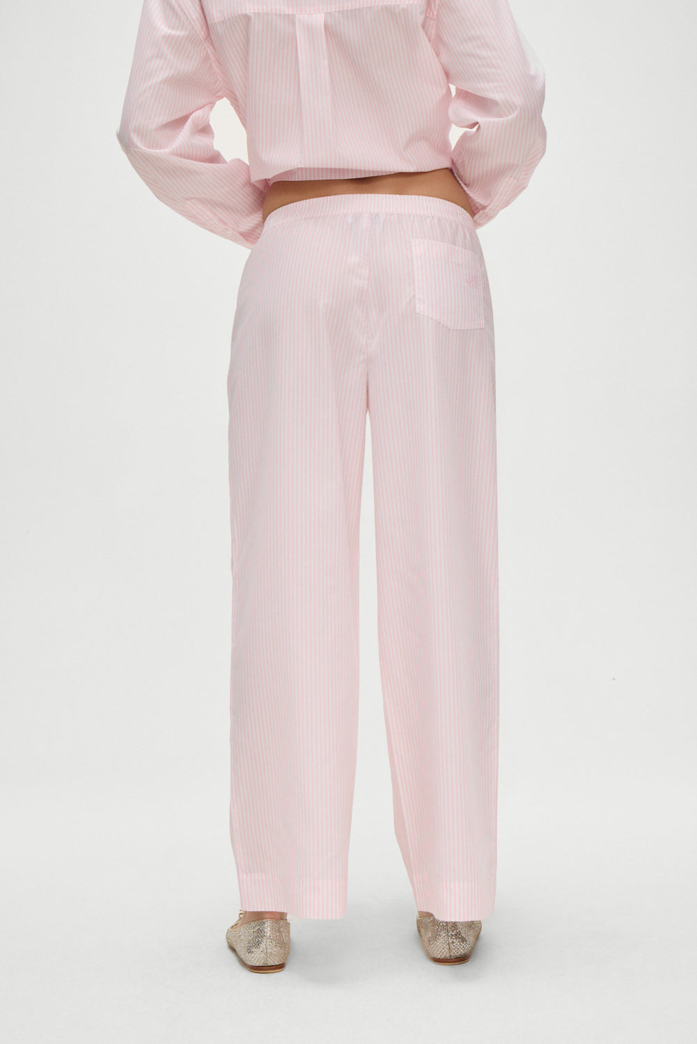 Easy Poplin Sleep Pant in Pink Stripe