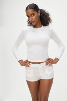 Eve Waffle Long Sleeve in White