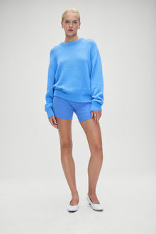 Kip Cotton Knit Oversized Boyfriend Sweater Blue Moon