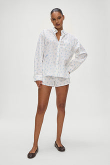 Farmhouse Poplin Boxer Short in Periwinkle Blue and White Floral Print