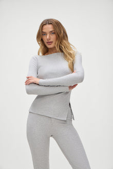 Talia Long Sleeve Shirt in Heather Grey
