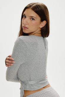 Whisper Long Sleeve Wrap Top - Mochi