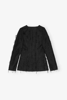 Fringed Tweed Blazer | Black