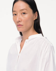 Another Tomorrow Gathered Voile Blouse in Off White – Cotton Women's Top