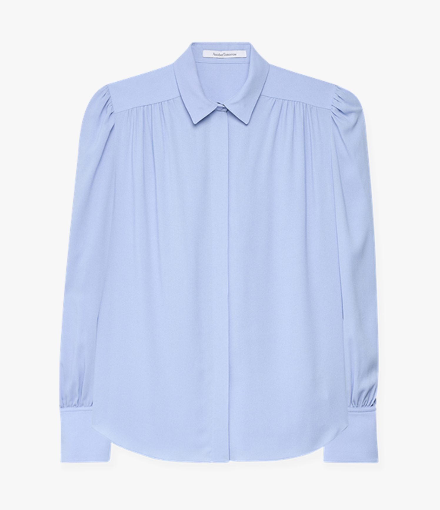 Another Tomorrow Gathered Blouse in Oxford Blue – Viscose Women's Top