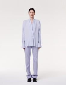 Another Tomorrow Gathered Neckline Blouse in Lilac – Viscose Women's Top