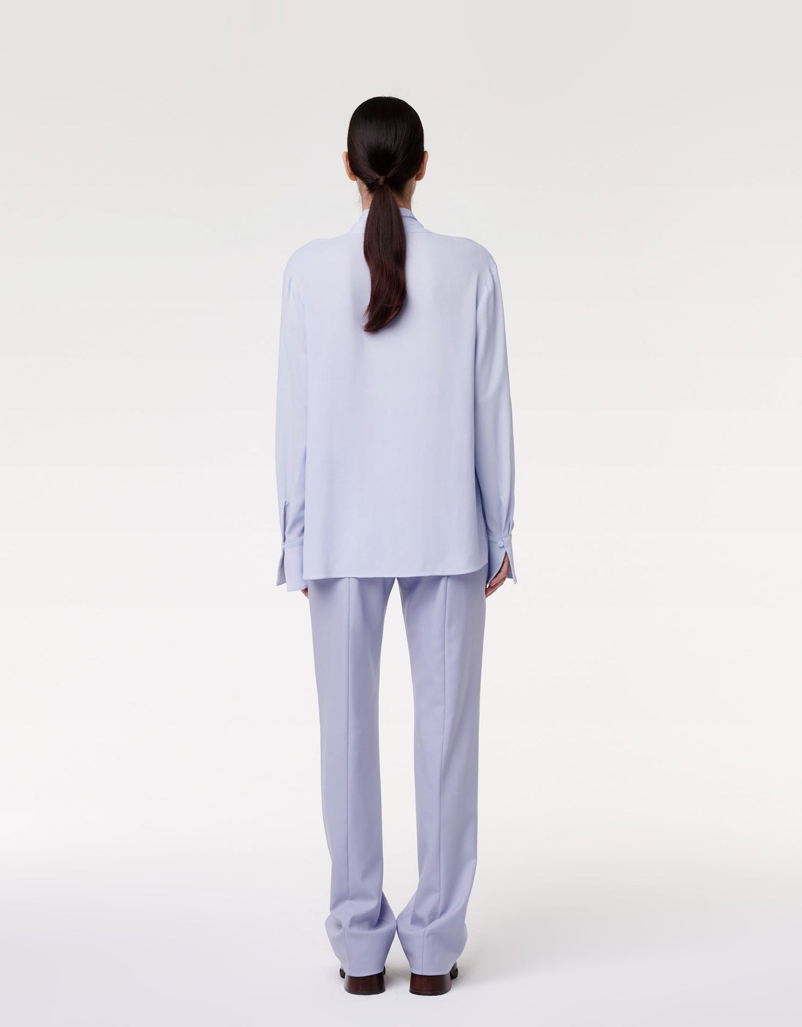 Another Tomorrow Gathered Neckline Blouse in Lilac – Viscose Women's Top