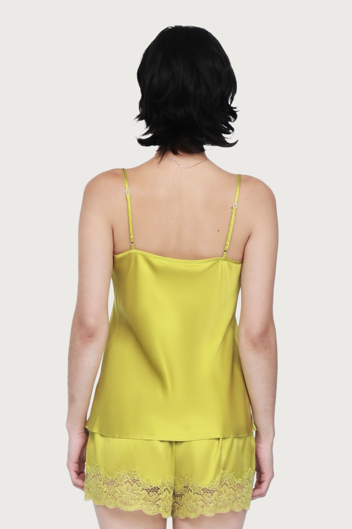 Silk Lace Cami by Ginia in Chartreuse