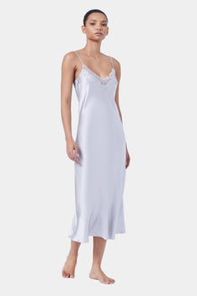 The Silk Lace Slip By GINIA In Silver