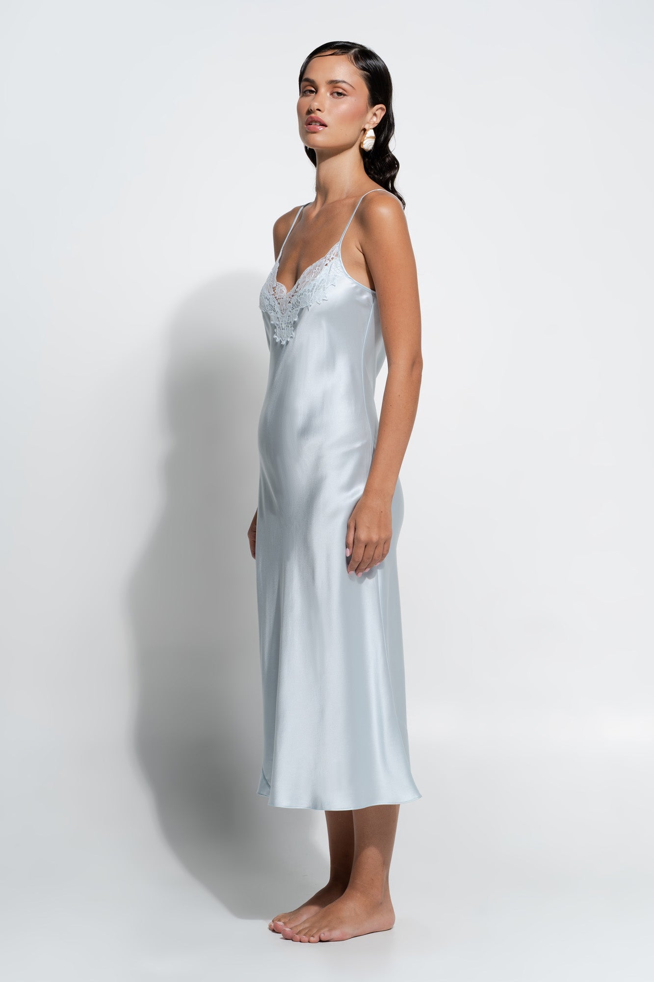 Silk Lace Slip | Sky Blue