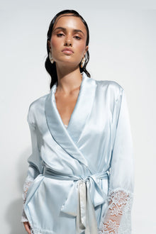 Silk Lace Robe | Sky Blue
