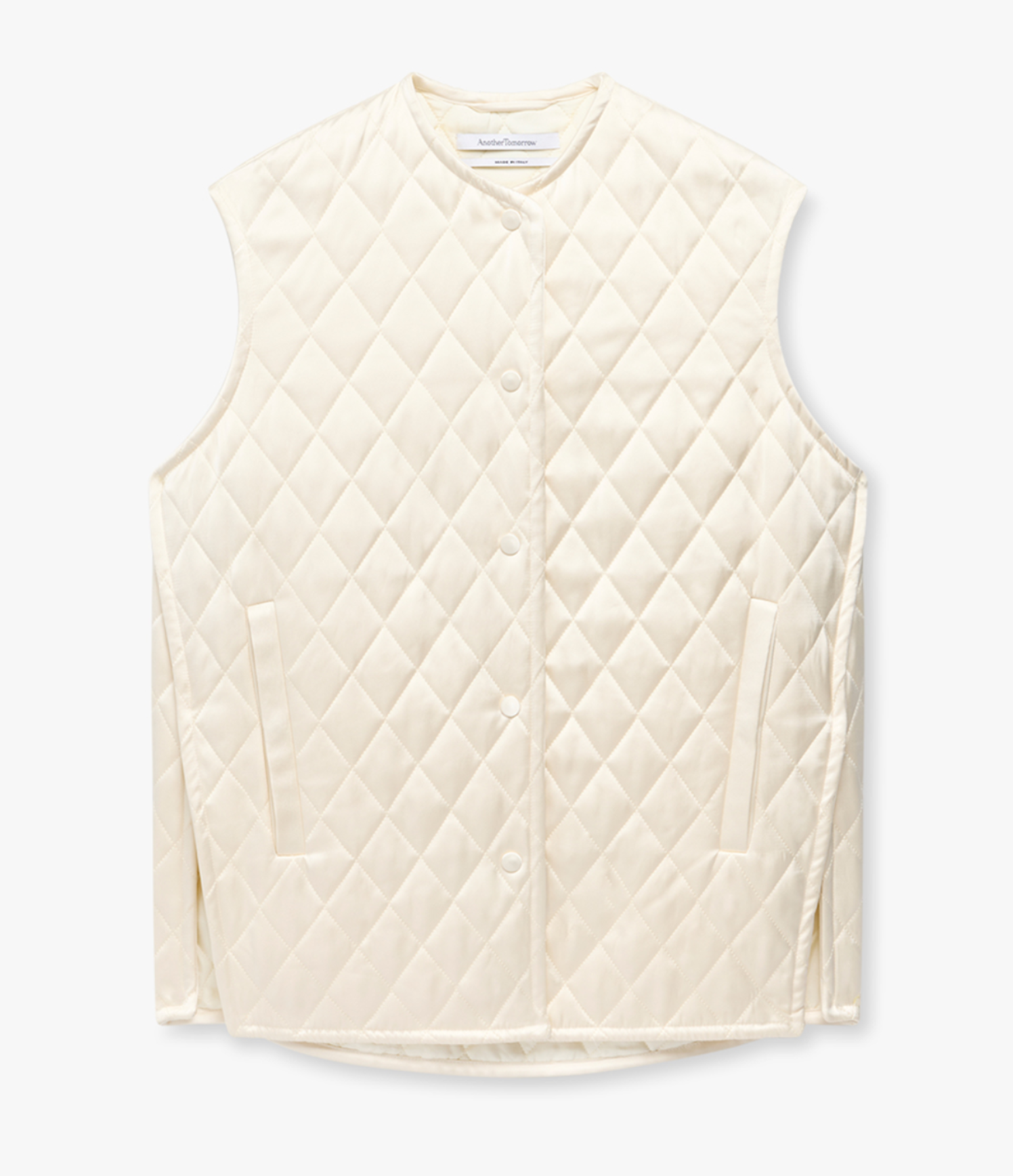 Another Tomorrow Satin Gilet in Cream – Satin Women's Jacket