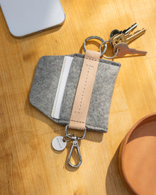 Merino Wool Card Key Fob | Granite/Natural