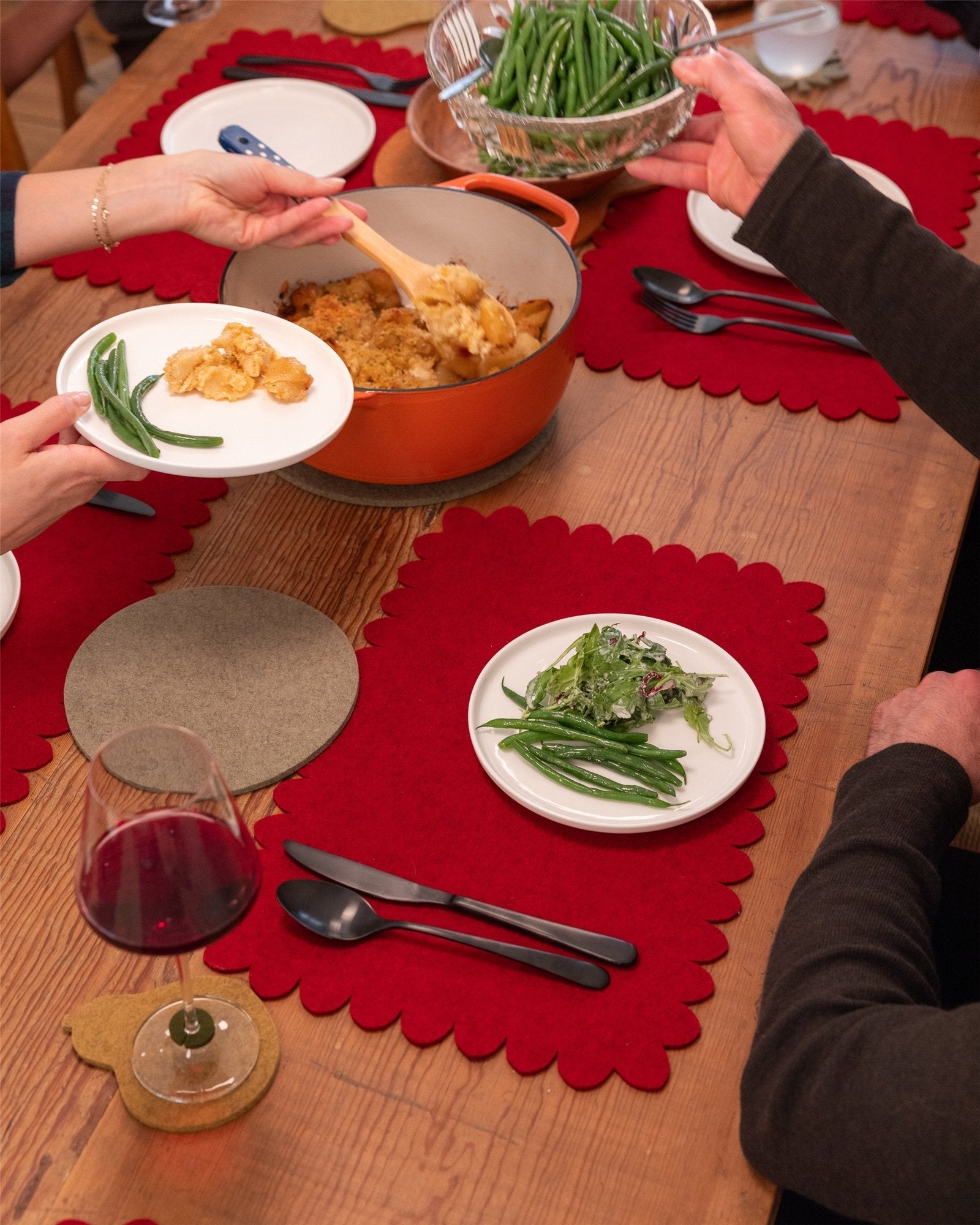 Crest Merino Wool Placemat | Cherry