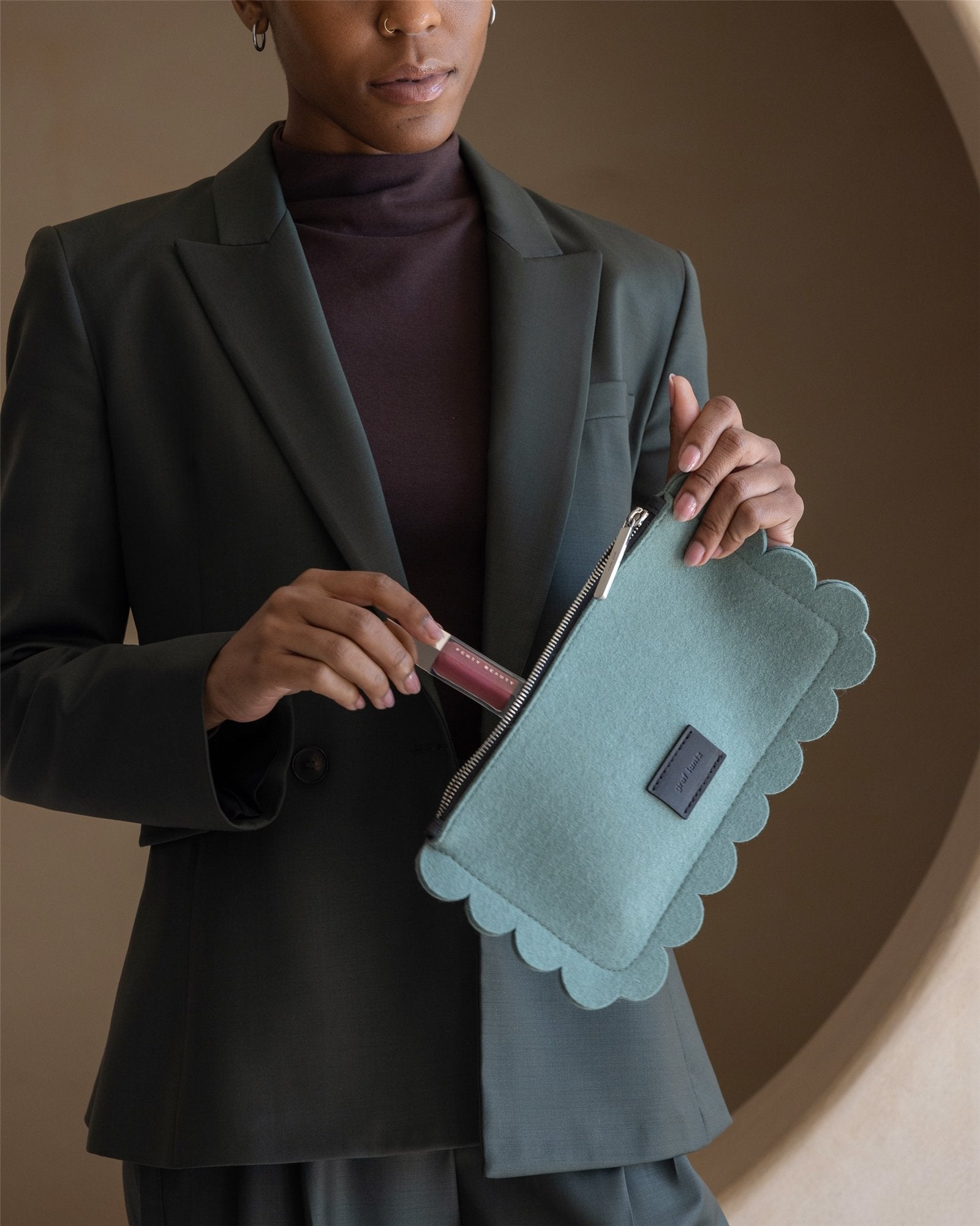 Deco Edge Merino Wool Pouch | Spruce