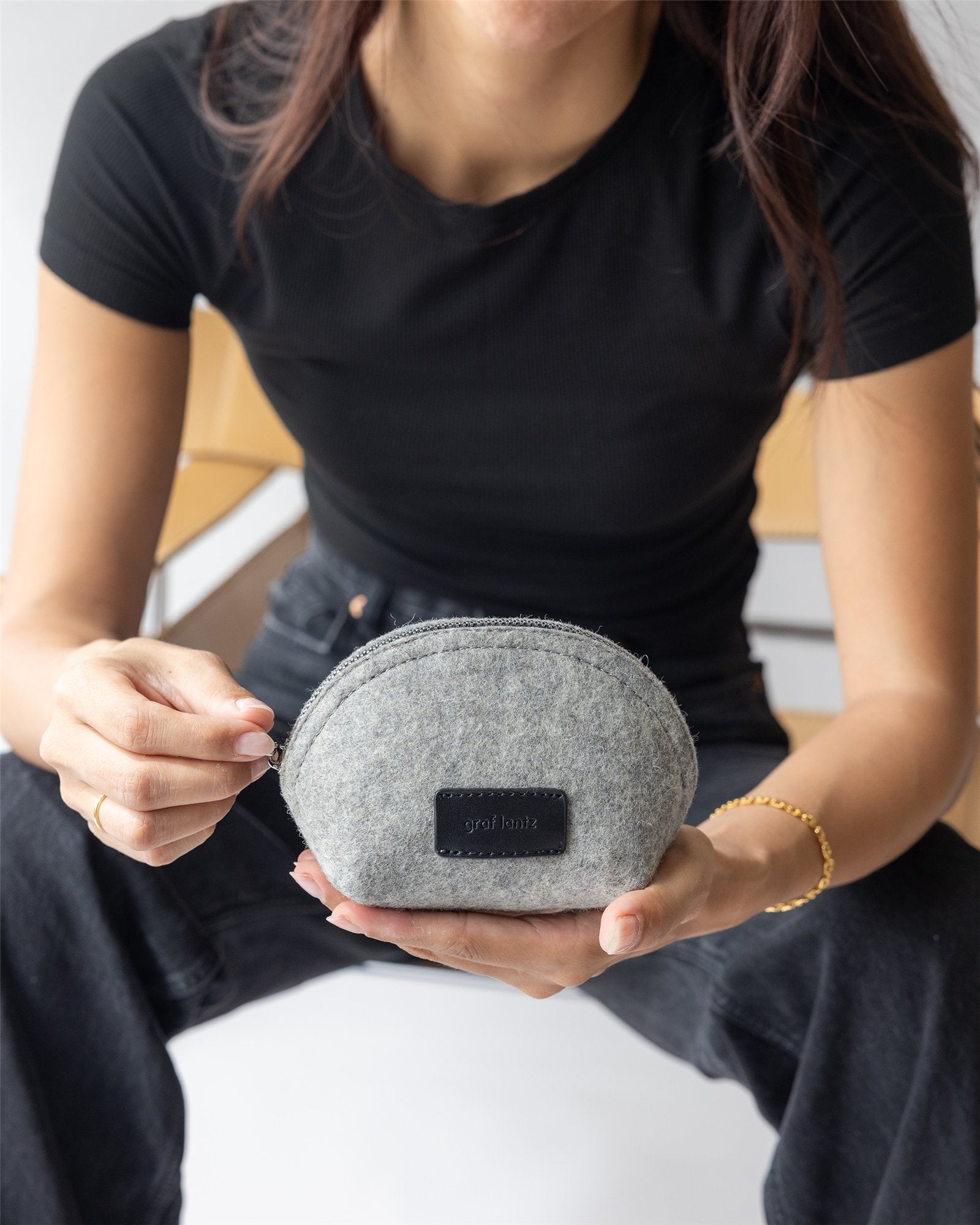 Pochi Merino Wool Small Pouch | Granite