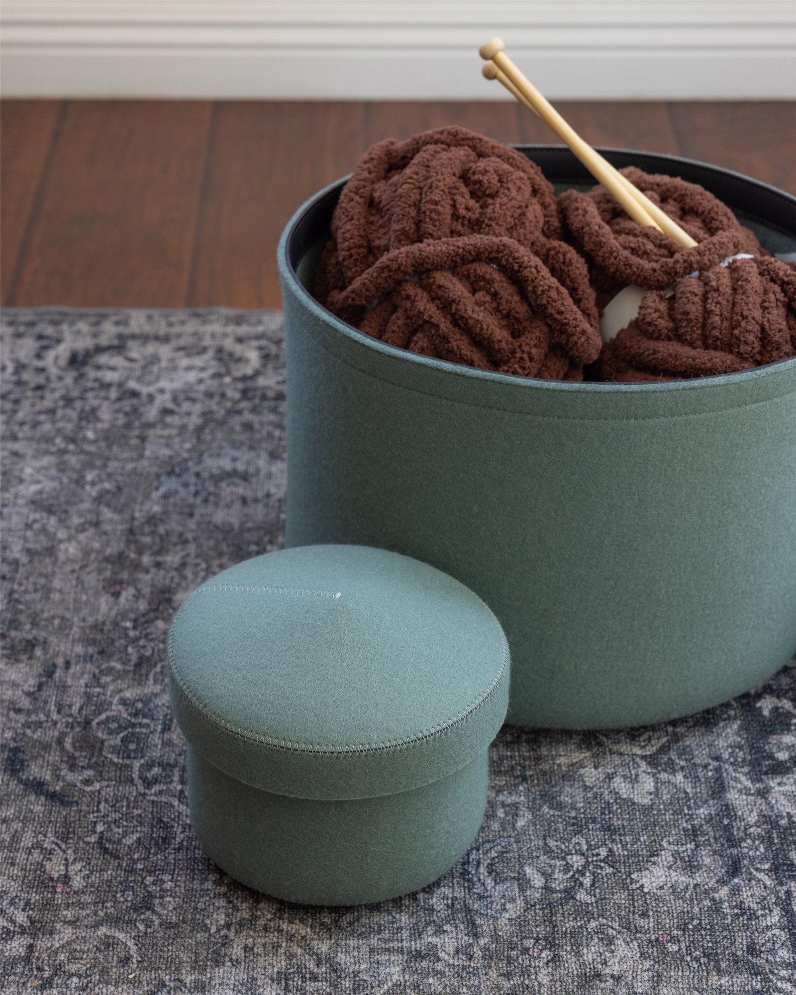 Merino Wool Small Bin w/ Lid | Spruce