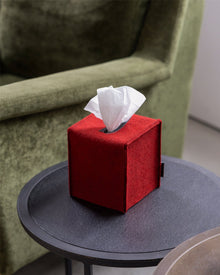 Merino Wool Small Tissue Box Cover | Cherry