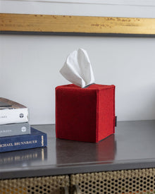 Merino Wool Small Tissue Box Cover | Cherry