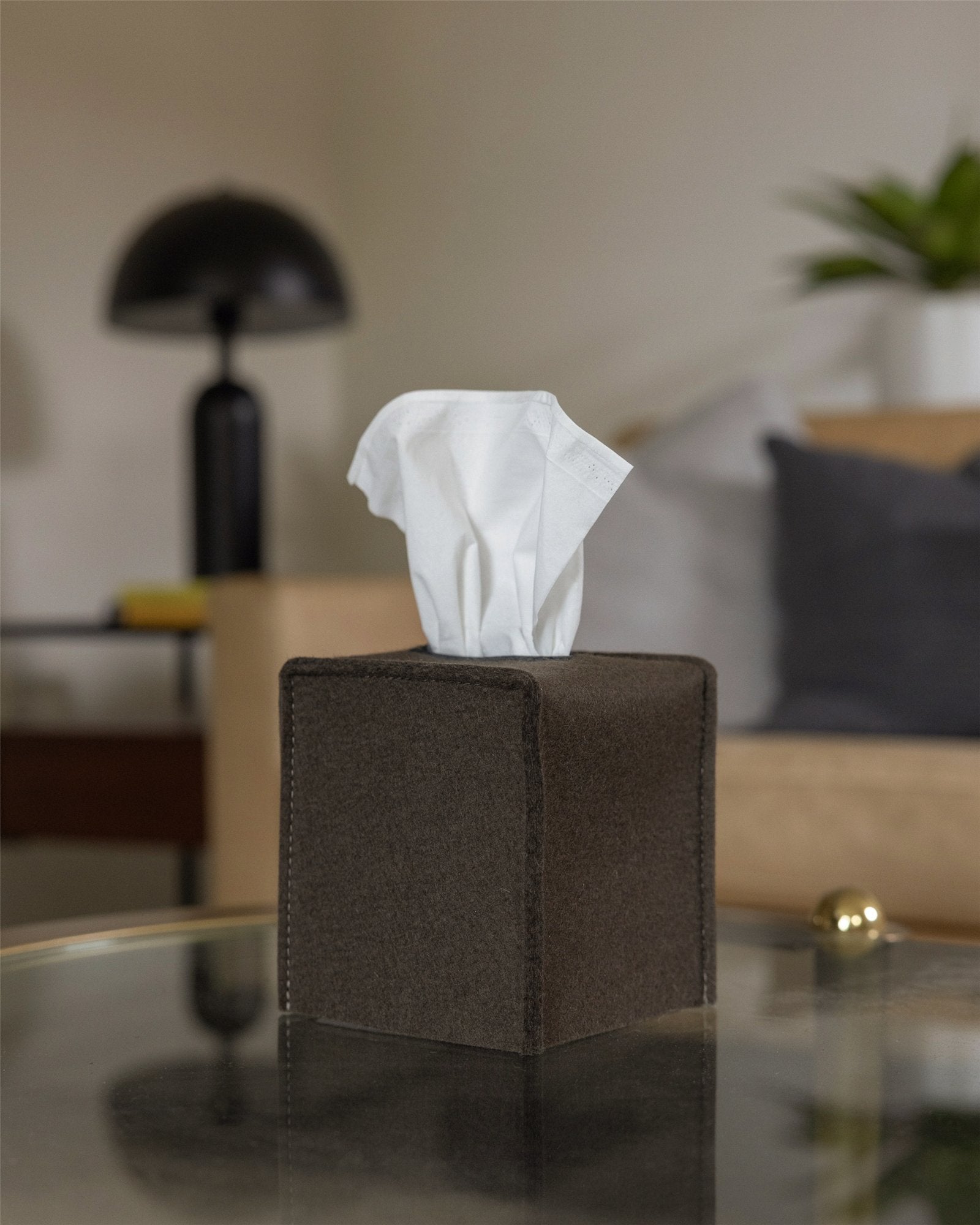 Merino Wool Small Tissue Box Cover | Tobacco