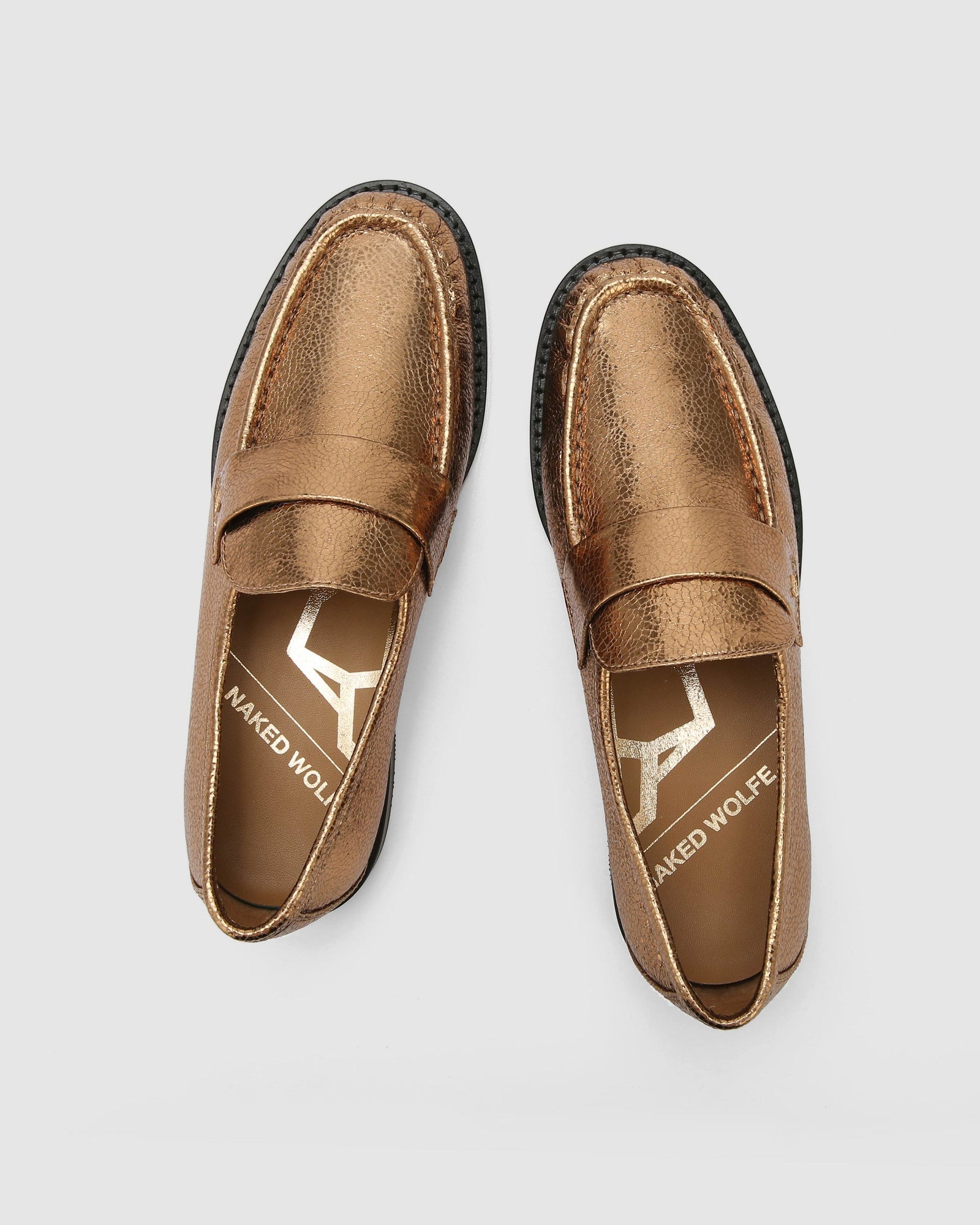 Womens | Goldie Leather Loafer | Gold Foil