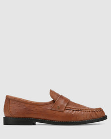 Womens | Goldie Leather Loafer | Ostrich Print