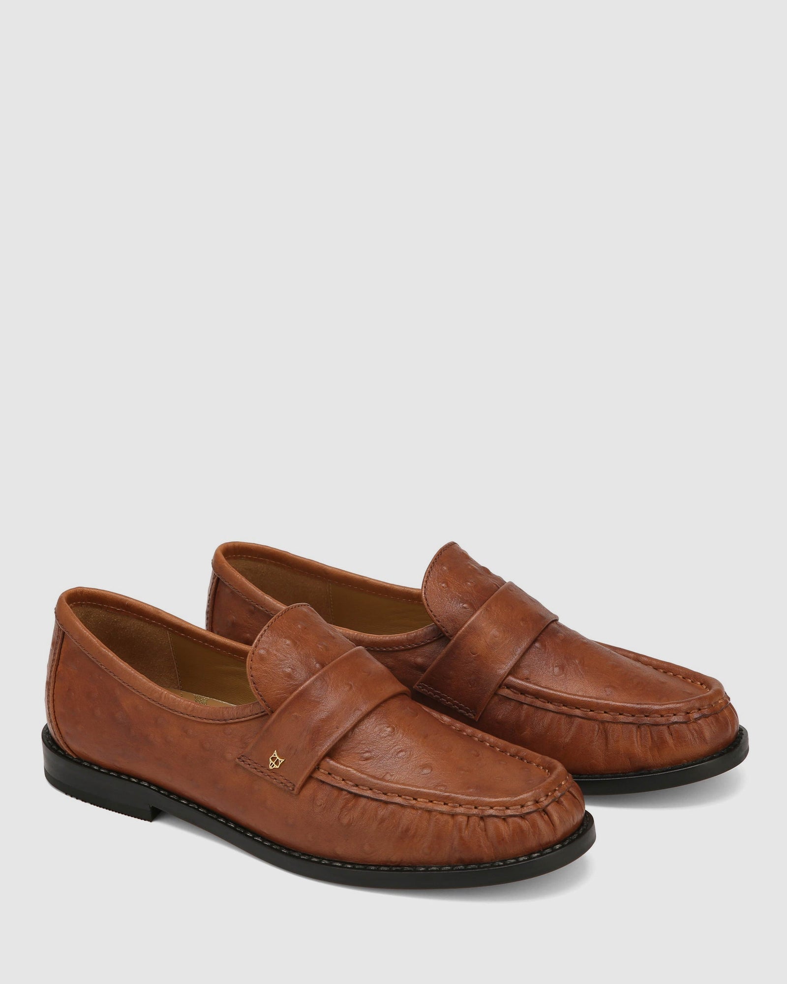 Womens | Goldie Leather Loafer | Ostrich Print